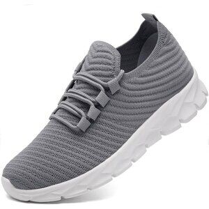 Men's Grey Gym Sneaker Running Breathable Lightweight Walking Slip on Shoes